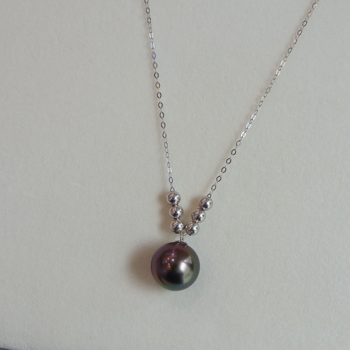 Pt900 Platinum Accessories "Lucky 6 + 1" O-Shaped Chain Necklace Figure with 9-10mm 7060Lp