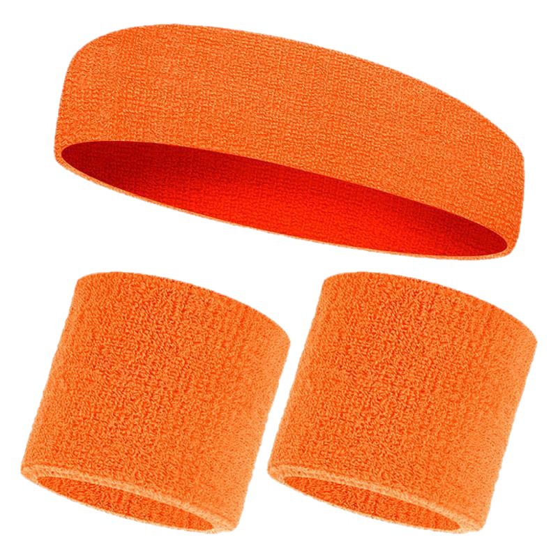 Sports Sweat Band Cotton Gauze Thread Headband Wrist Guard Combination Protective Gear for Men and Women Fitness Thick Double-Layer Hair Band Wrist Strap