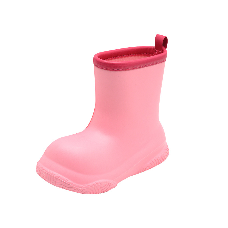 Children's Rain Boots for Small and Medium-Sized Kidsren, Pure Color Eva Outer Wear, Waterproof, Non-Slip, Soft Sole, Cotton Warm Mid-Calf Rain Boots