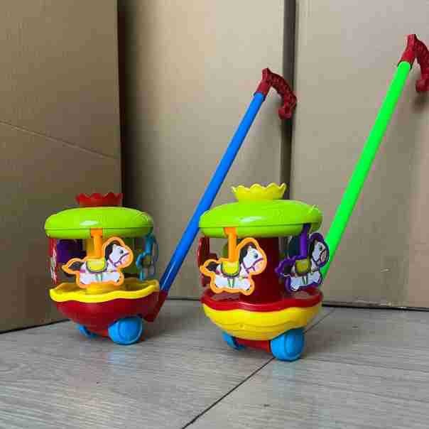 Children's Hand Push Toy Baby Walker Push Push Street Stall Toy Hand Push Carousel