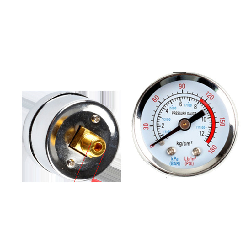 Air compressor air pump accessories pressure gauge horizontal axial pressure gauge 1 points 2 points special iron shell plastic gauge valve for floor heating