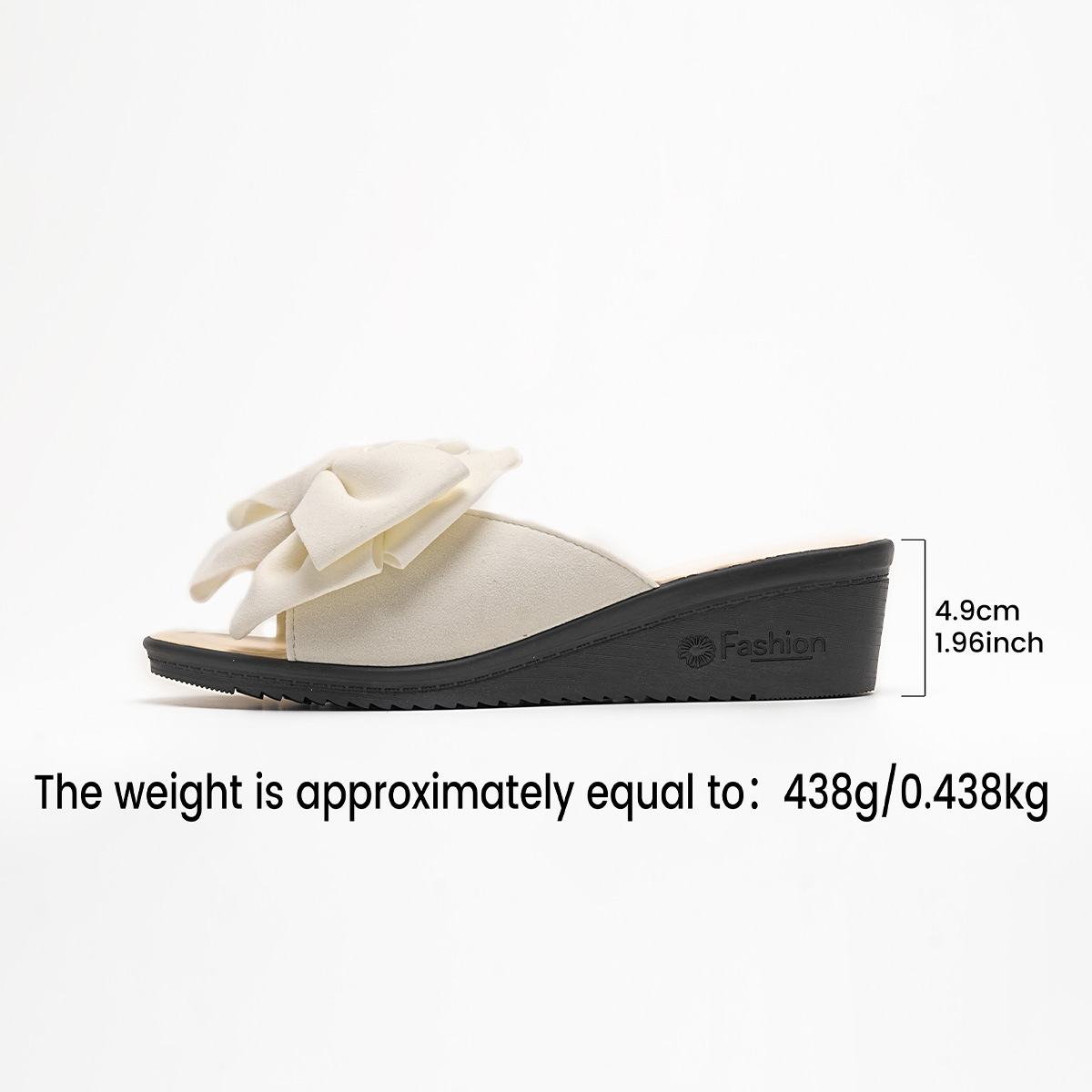 Cross-Border New Wedge-Heeled Thick-Soled Bow-Knot Flip-Flops for Women to Wear Solid Color Lightweight Cloth Sandals Amazon