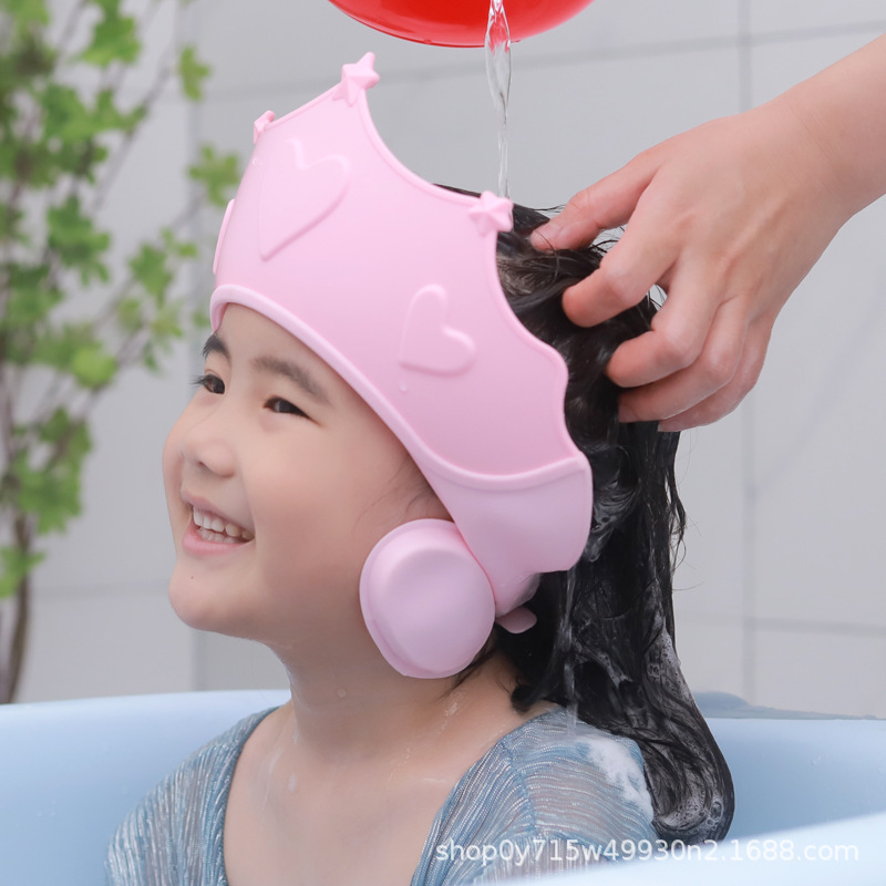 Zhiyan Mummy Crown Ear Protection Children's Shower Cap Shampoo Cap Shampoo Cap Shower Cap Baby Adjustable
