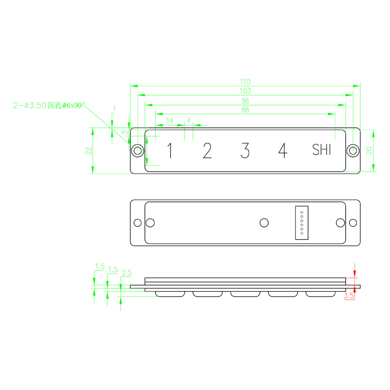 Dawo D-8518 Metal Stainless Steel 5-Key Functional Keyboard Self-Service Equipment Shortcut Function Side Key