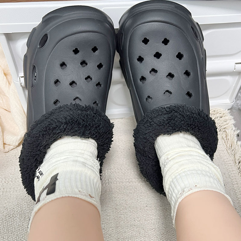Cross-Border Autumn and Winter Velvet Clogs with Removable Long and Short Plush Cotton Comfortable Clogs with Warm Lining Shoe Covers
