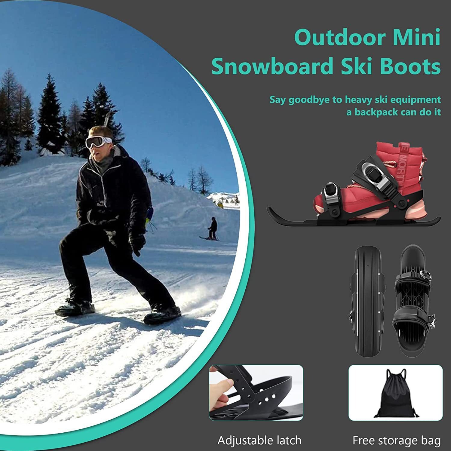 Autumn and Winter Mini Snowboard Double Board Outdoor Sports Children Ski Fast Wear Artifact Play Snow Shoes Snow Field Supplies