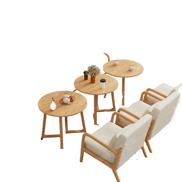 Cream-Style Dessert Milk Tea Shop Cafe Table and Chair Combination Bar Book Bar Leisure Area Reception Negotiation Sofa Booth