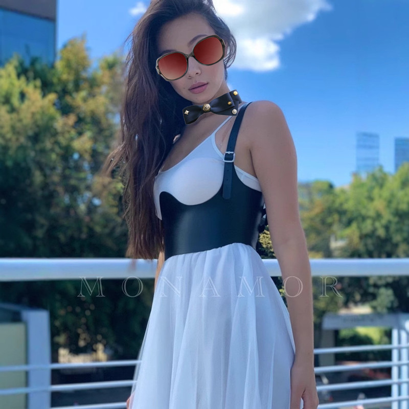 European and American Punk Style Trendy Personality Camisole Women's Sweater Dress Bustier Short Rock Style