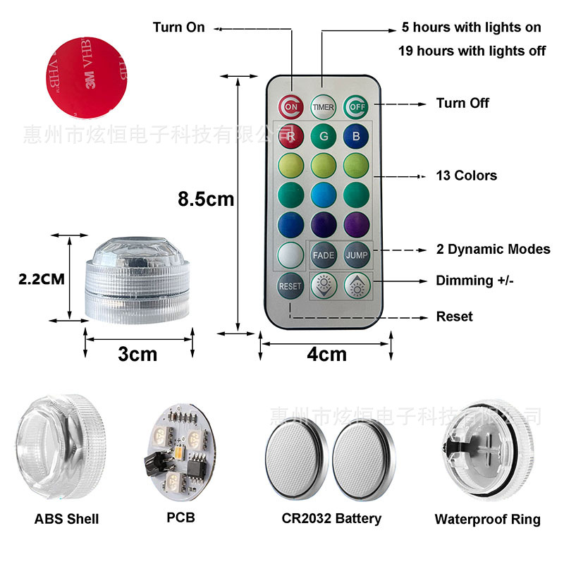 Cross-Border 3cm Mini Diamond Diving Light Rgb Knob Fish Tank Aquarium Swimming Pool Landscaping Light Pumpkin Decoration