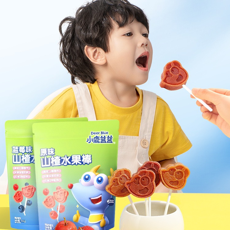 Fawn Blue Blue Hawthorn Stick Fruit Stick Blueberry Flavor Snack for Children Candied Fruit Dried Fruit Meat Stick Hawthorn Lollipop