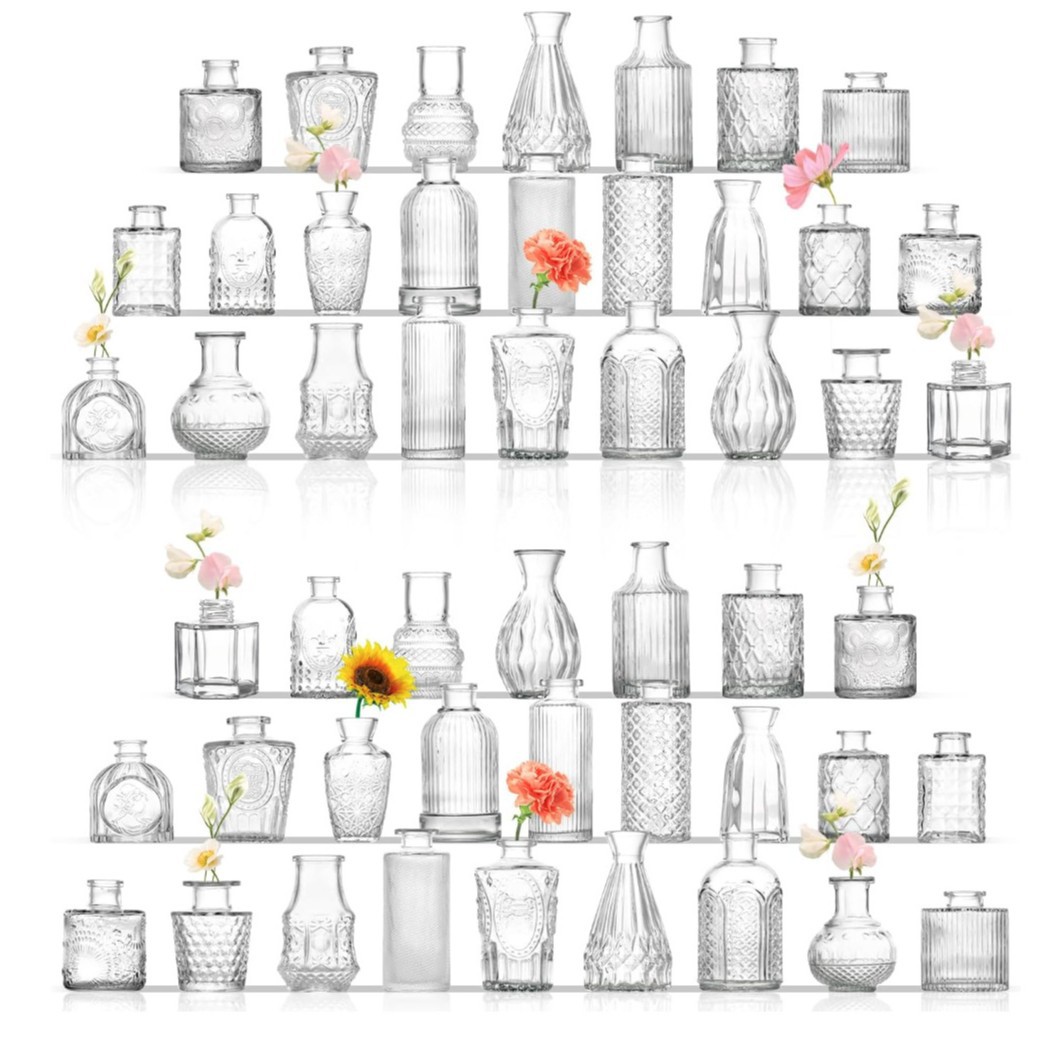 French Retro Accessible Luxury Small Vase, High-End Desktop Ornament, Scandinavian Ins Style Flower Arrangement Glass Vase