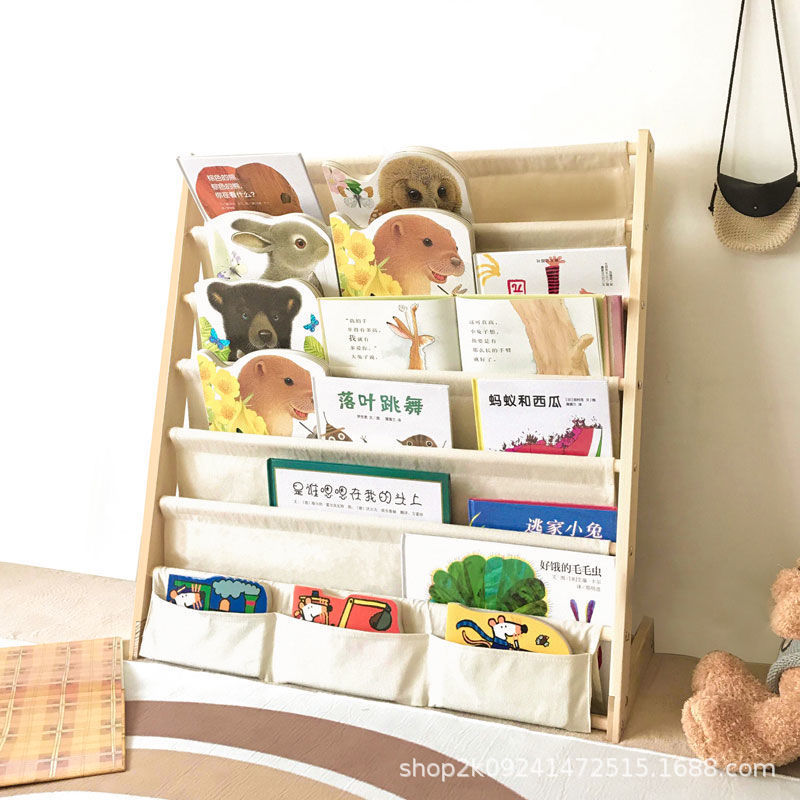 Customized Solid Wood Bookshelf Children's Bookshelf Reading Bookcase Kindergarten Storage Simple Floor Storage Rack Children's Picture Books