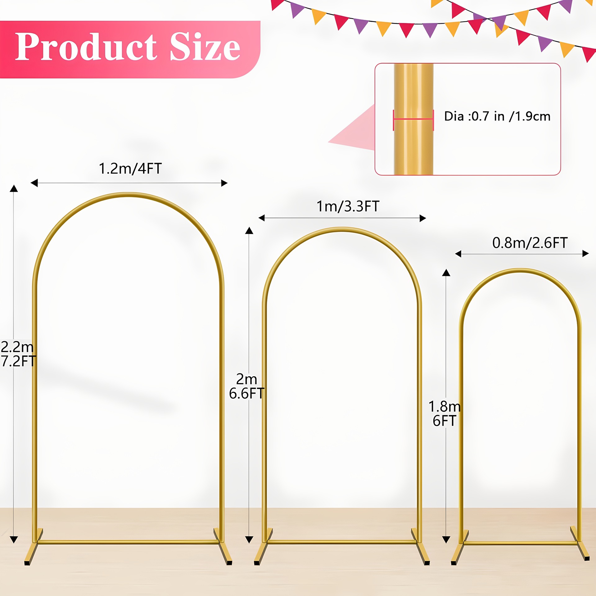Metal Balloon Arch Bracket Arc Wedding Iron Cloth Cover Moon Hole Frame Sub-Bouquet Decoration Half Circle