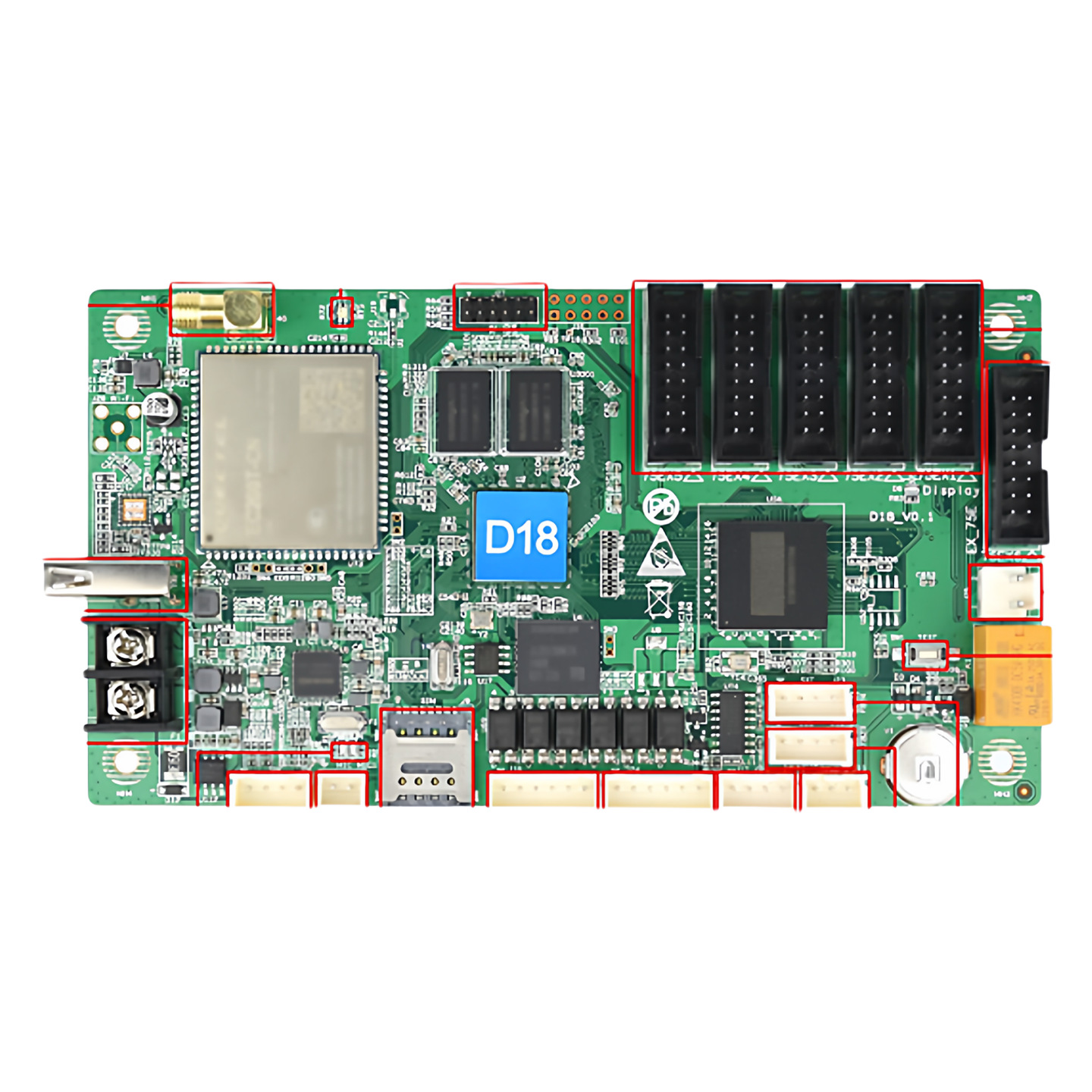 Gray Scale Hd-D18 Full-Color Led Display Asynchronous Control Card Network Port U Disk Wi-Fi Motherboard Indoor Digital Screen