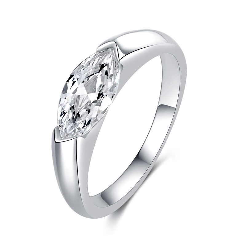 Cross-border Hot-selling New Simple Marquise Diamond Ring Is 925 Silver 5*10 Marquise Moissanite Design Couple Ring