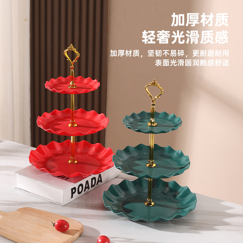 Light Luxury Snack Plate, Three-Layer Fruit Plate, Scandinavian Style Snack Plate, Plastic Fruit Plate, Dried Fruit Plate, Hotel Living Room