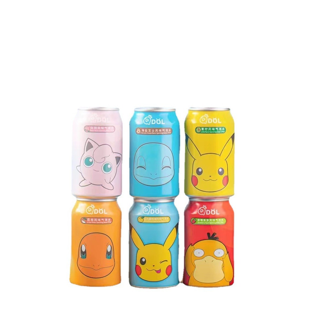 Qdol Pokémon Co-Branded Sparkling Water Q Dou Spongebob Squarepants White Peach Flavored Carbonated Beverage Wholesale