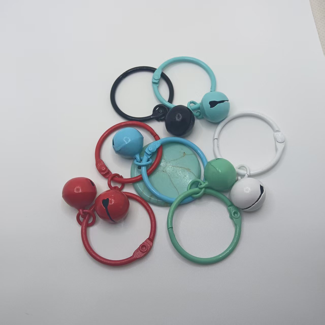 Open ring bell key ring color paint metal bell hanging ring pet collar jewelry diy backpack pendant