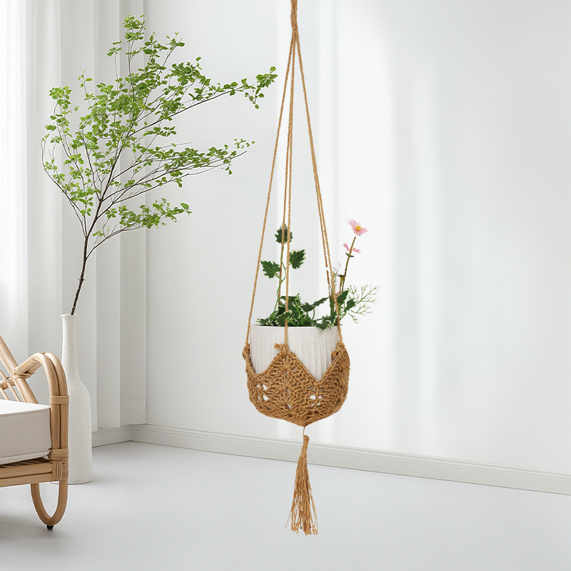 новый плетеный карман для цветочного горшка из конопляного шнура, подвесная корзина для цветов для дома и улицы
