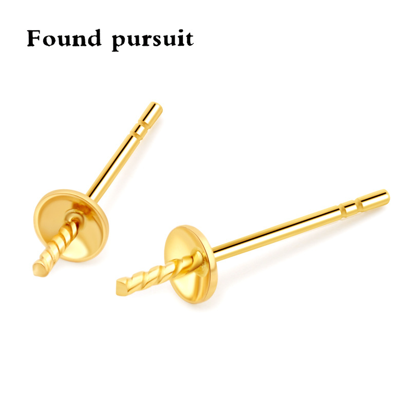 18K Gold Accessories Pearl Earrings Au750 Disc Plum Blossom Disc Empty Earrings Earrings DIY Jewelry Imported from Japan