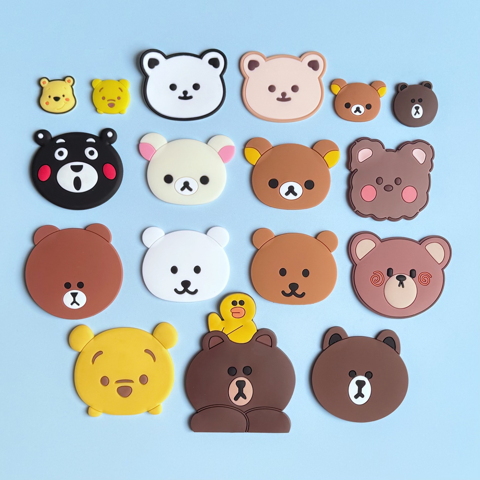 Pvc Soft Glue Patch Handmade DIY Mobile Phone Case Accessories Shoe Flower Mirror Comb Patch Coffee Color Bear Factory Ready Stock