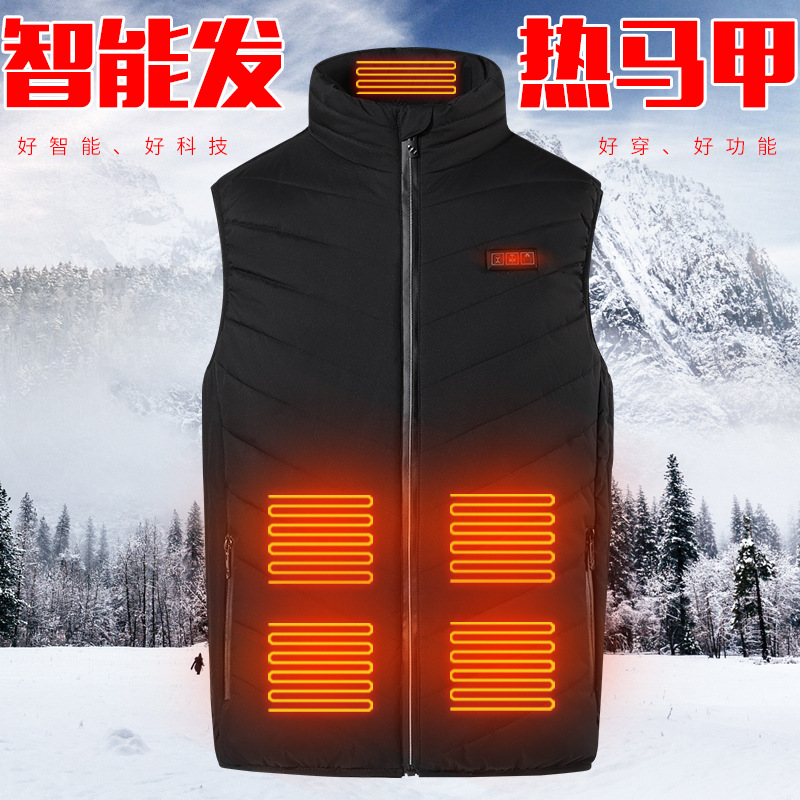 Cross-border wholesale intelligent heating vest three control zone 15 male intelligent heating clothing electric heating vest factory direct sales