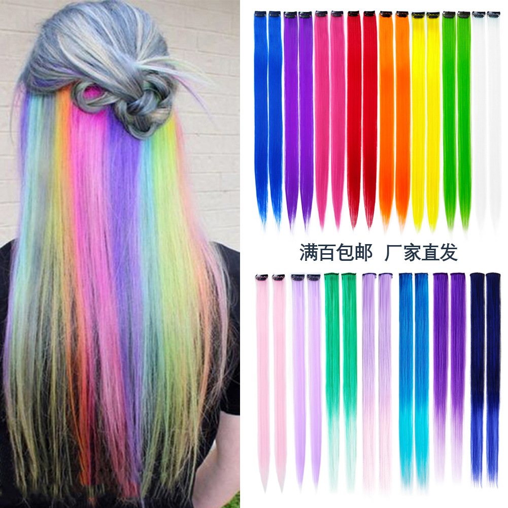 Цветное наращивание волос, одиночная карточка, висячий ухо, парик, прямые волосы, невидимые клипсы для наращивания волос