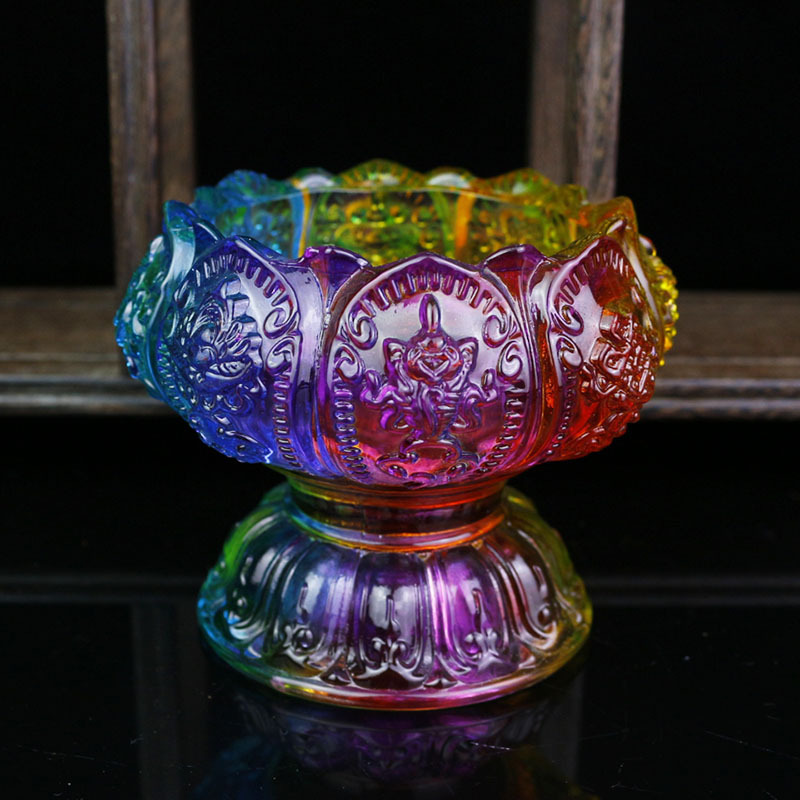 Цветной глазурованный держатель для свечей, восемь благоприятных чаш, священная чаша, подставка для лампы