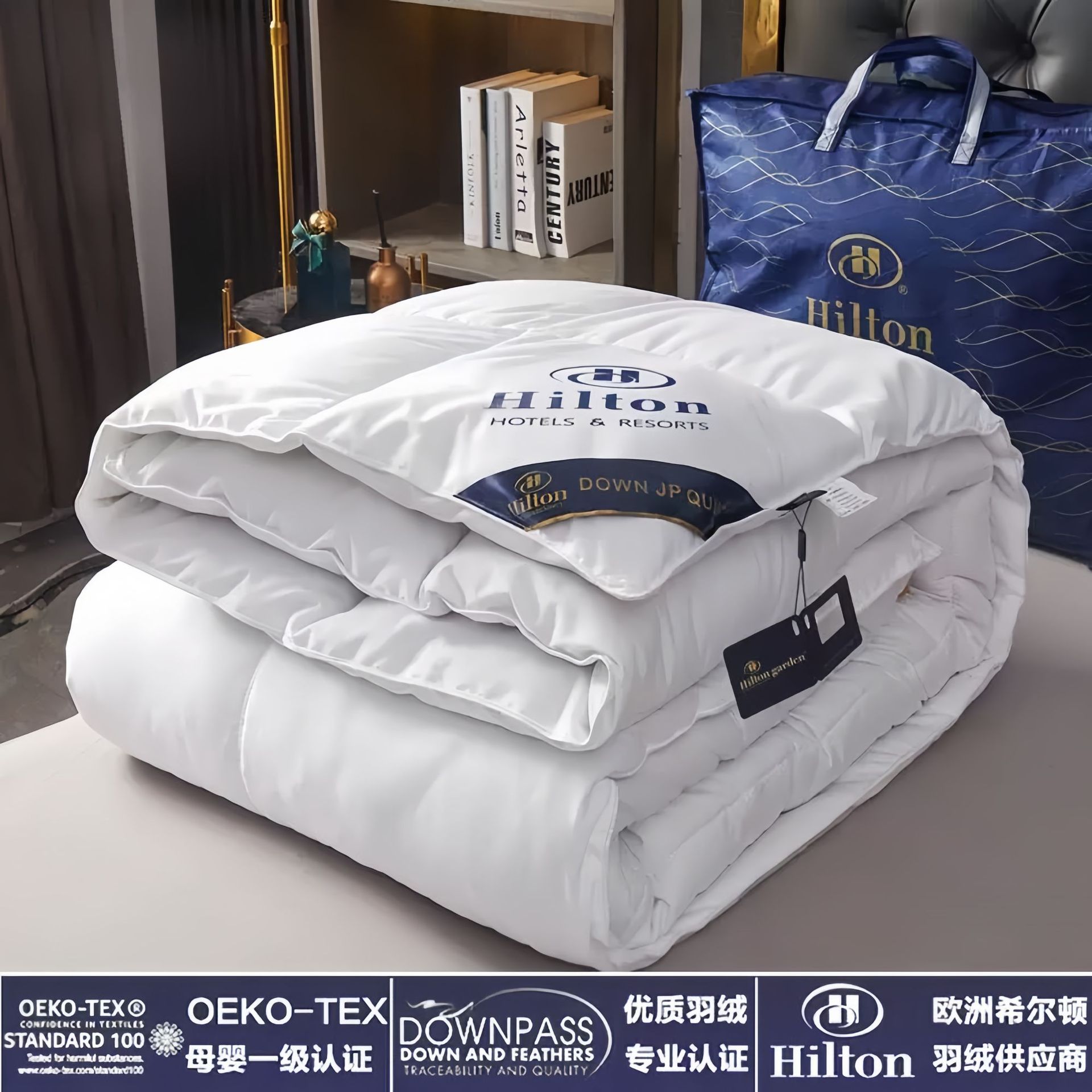 Одеяло Hilton из перьев и велюра, утолщенное, теплое, зимнее, гостиничное, весеннее и осеннее, подарочное, оптовая покупка