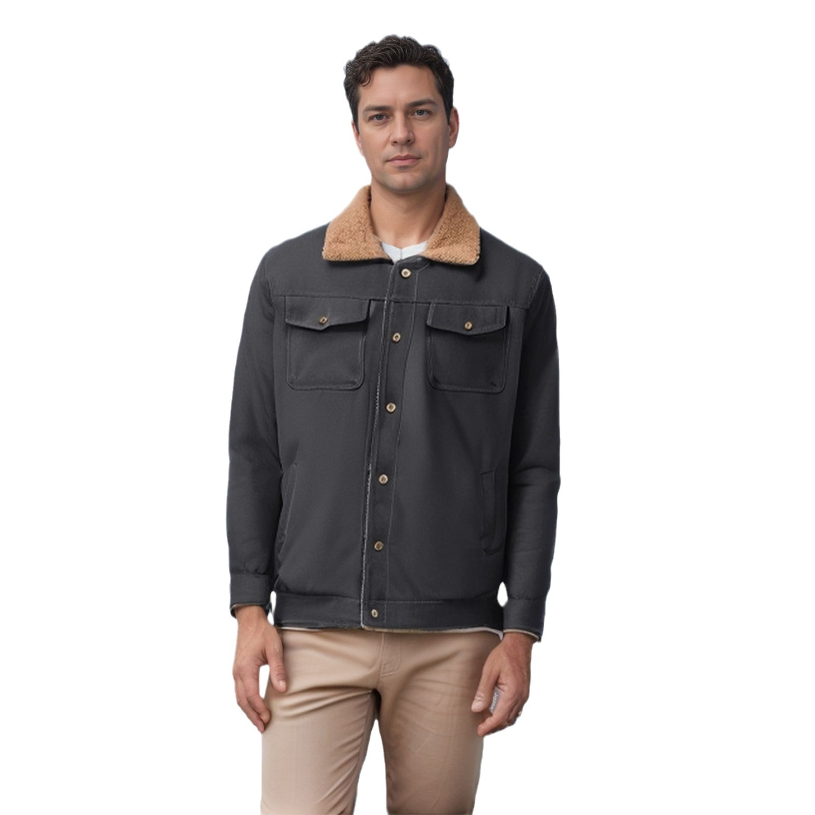 [Mass in stock] Cross-border autumn and winter men's jacket fleece-lined cotton frock casual jacket jacket factory wholesale