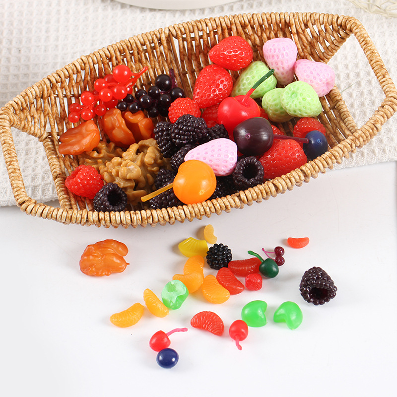 Simulation miniature strawberry cherry orange blueberry fruit model diy food play fruit props cake decoration accessories