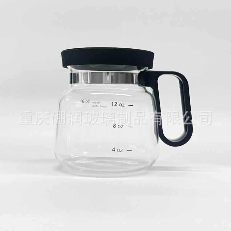 Factory wholesale high borosilicate glass coffee pot mug with silicone lid camping conference home office gift