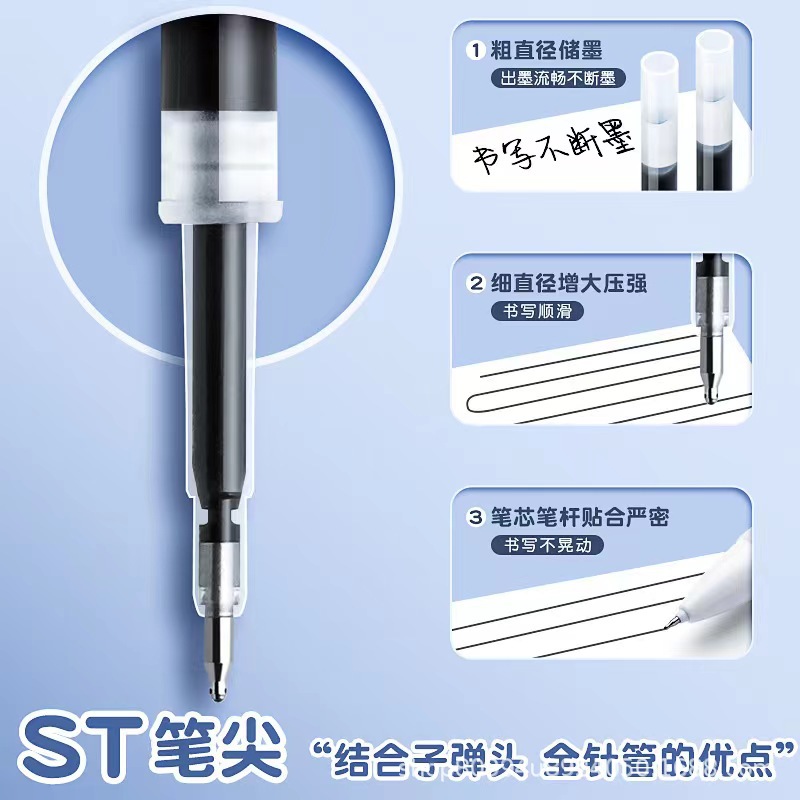 ST press refill White Rod office signature 0.5 beating gel pen exam transparent Rod ST head brush question pen refill