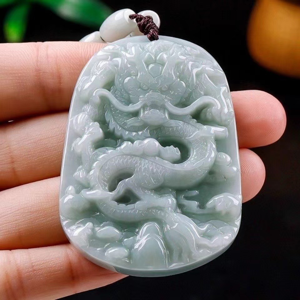 Longteng Four Seas Jade Jade Dragon Pendant Authentic A Goods Aggressive Thick Zodiac Dragon Pendant Men's Necklace