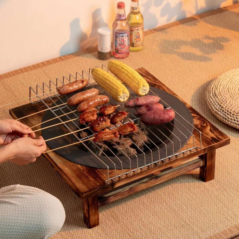 ✅ Rural Charcoal Grill Extra Thick Large Cast Iron Household Winter Heating Stove Barbecue Grill Stand with Cover