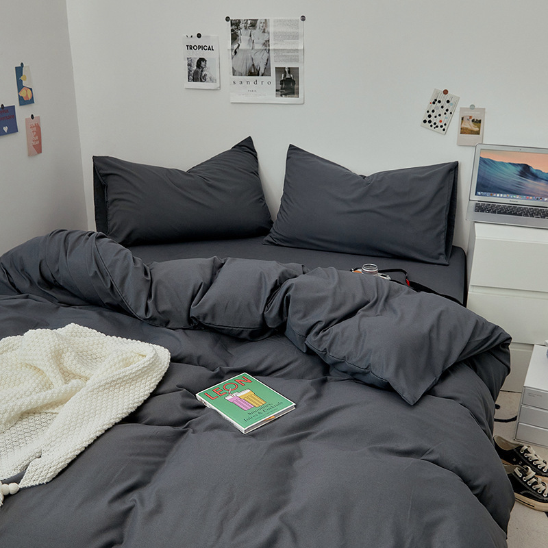 S Dormitory Four-Piece Bedding Set Brushed Dormitory Bed Bed Sheets Three-Piece Set Pure Color Skin-Friendly Simple Student Factory
