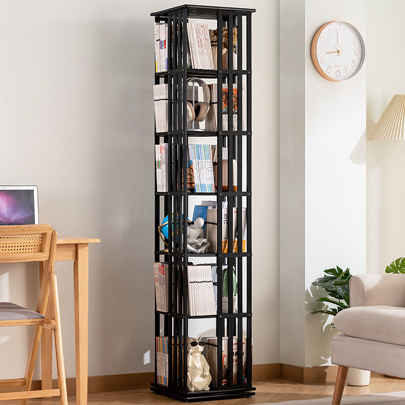 Rotating Bookshelf Bookcase Floor-Standing Wall Storage Rack Children's Simple Storage Rack Toy Cabinet Display Cabinet Simple Multi-Layer