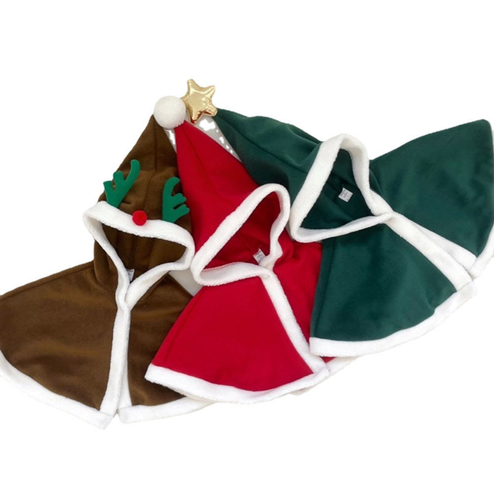 Ins K-Style Baby Thickeneded Christmas Cloak 25 Autumn and Winter New Style Infant and Toddler Warm Outing Cloak Fleece-Lined