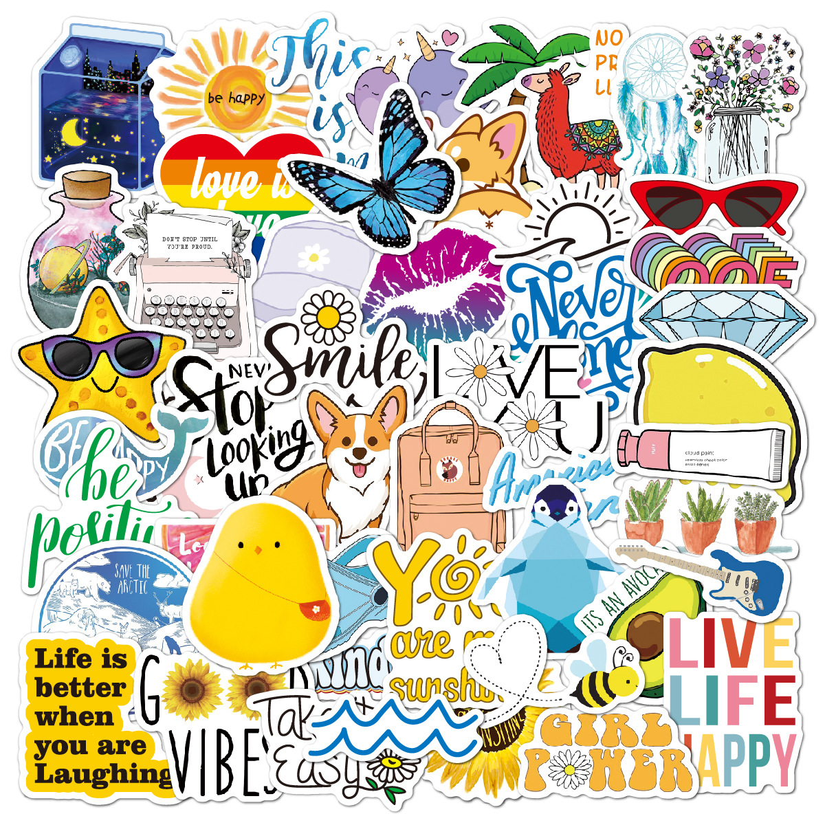 Processing and Customization of Cross-Border Stickers, Cartoon Graffiti, Aesthetic Decoration, Water Cups, Laptop Luggage Stickers, Customization