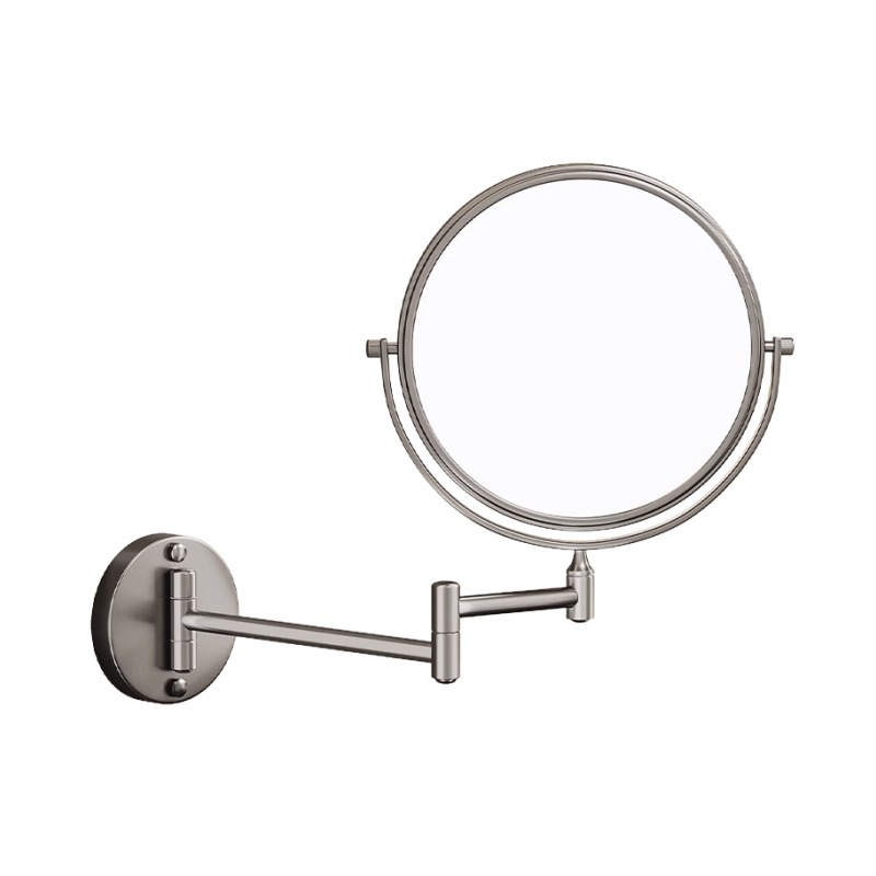 Retractable bathroom space aluminum wall-mounted cosmetic mirror bathroom non-punching beauty mirror folding hotel magnifying mirror