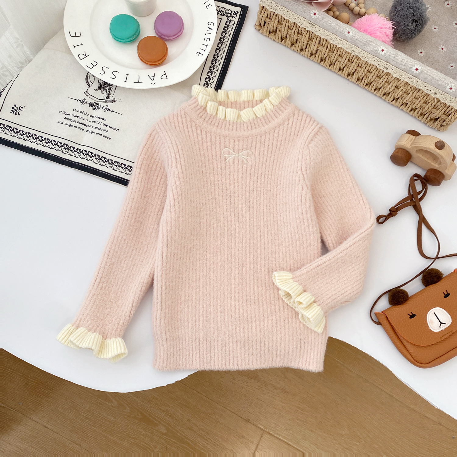 Girls Sweater 2025 Autumn and Winter New Baby Velvet Stretch Top Children's Clothing Winter Children's Knitted Bottoming Shirt
