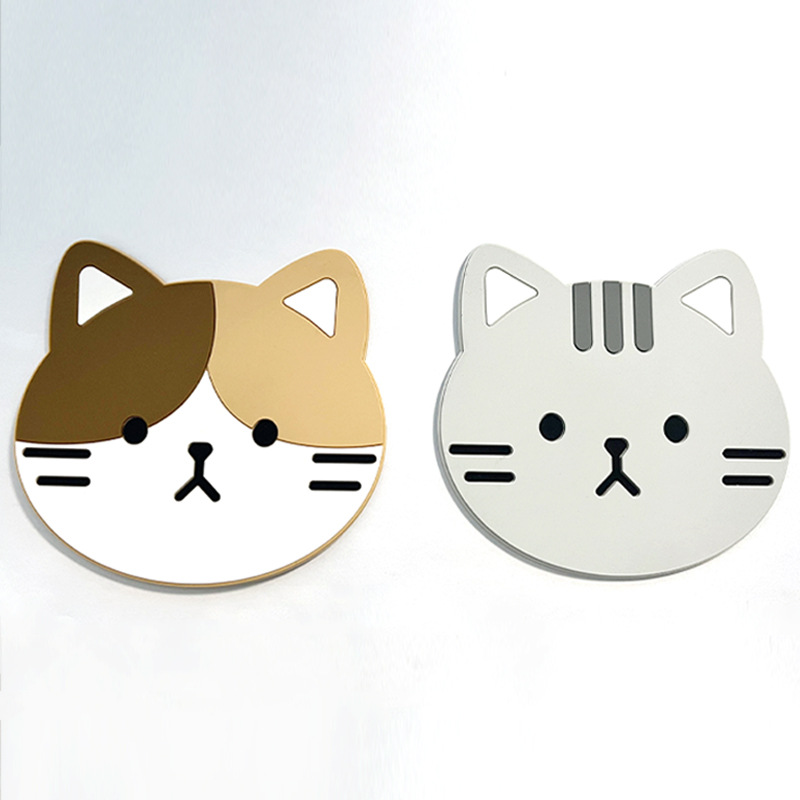 Creative Cute Cat Puppy Coaster Shaped PVC Soft Rubber Heat Insulation Anti-fouling Anti-slip Mat Drawer Desktop Waterproof Mat