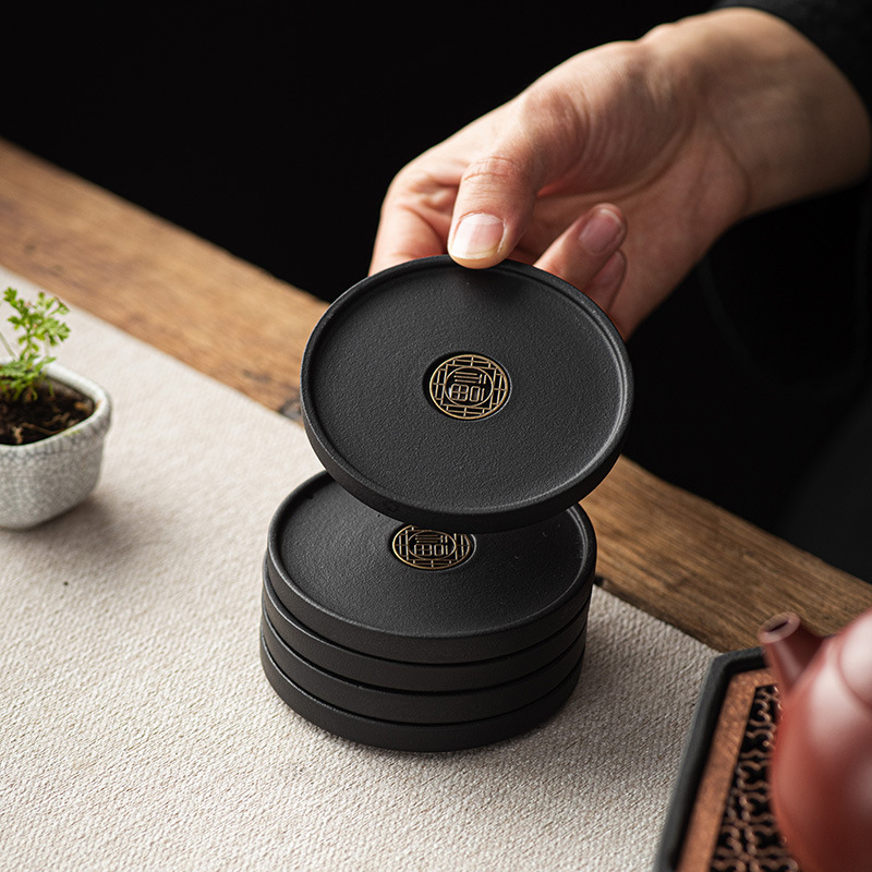 Керамическая круглая подставка для чашки, японский чайный поднос, аксессуары для набора кунг-фу