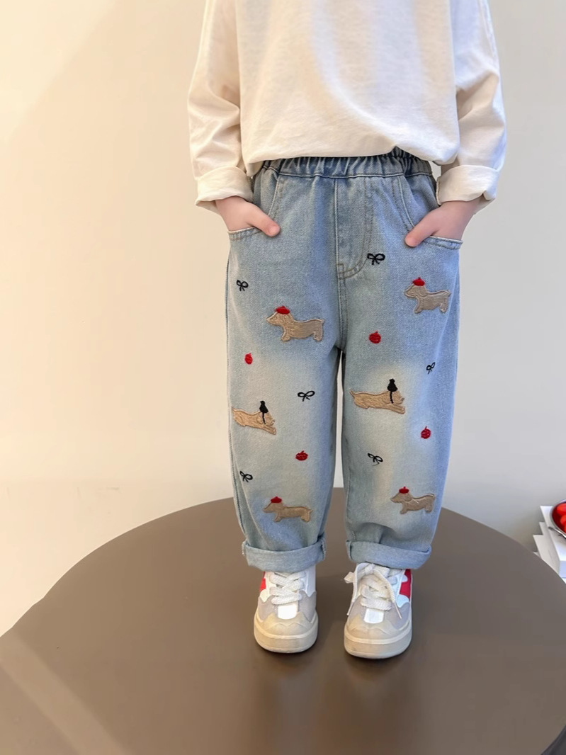 Girls' Jeans Spring and Autumn 2025 New Style Loose Straight Pants for Little Girls Children's Trousers Casual Pants for Baby Girls