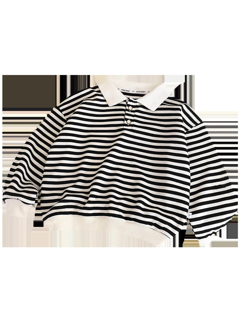 Autumn New Children's Long-Sleeve Polo Shirts for Boys and Girls, Trendy Striped Base Shirts for Toddlers and Kids Wholesale