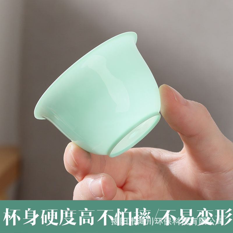 Disposable Tea Cup Imitation Jade Small Tea Cup Thickened Travel Tea Set High-grade Cup Emerald Green Jade Cup Food Grade Water Cup