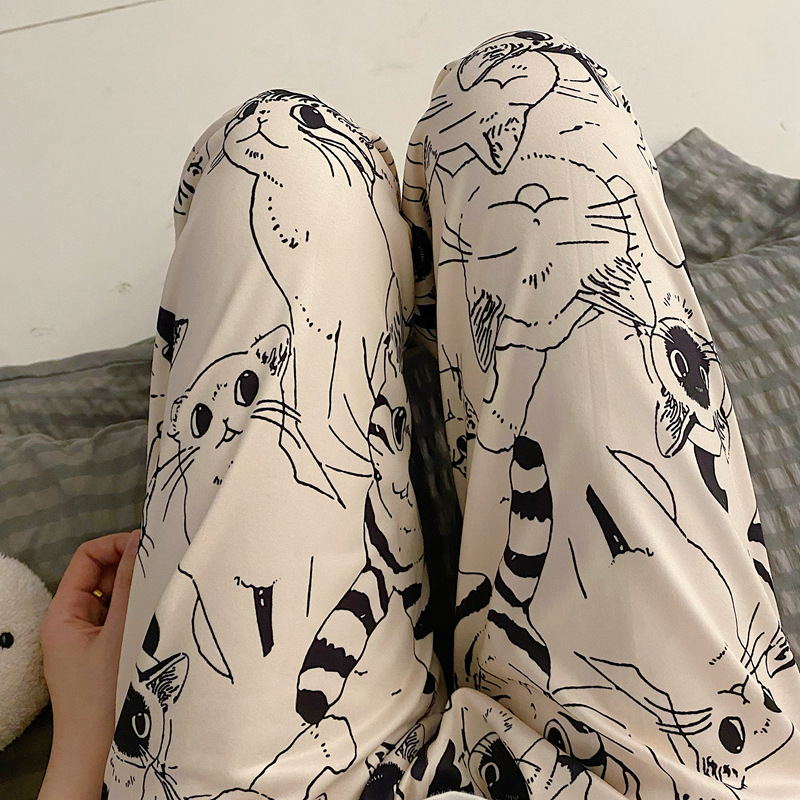 Walking Pants Cartoon Pajama Pants Women's Summer and Autumn New Outer Wear Home Air Conditioning Pants Korean Loose Casual Pants for Children