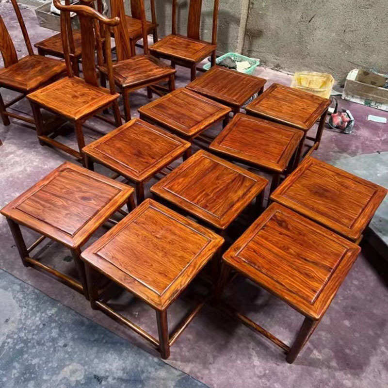 Mahogany Furniture Hainan Huanghuali Square Stool Shoe Changing Stool Chinese Solid Wood Low Stool Square Stool Small Stool Rich Stool