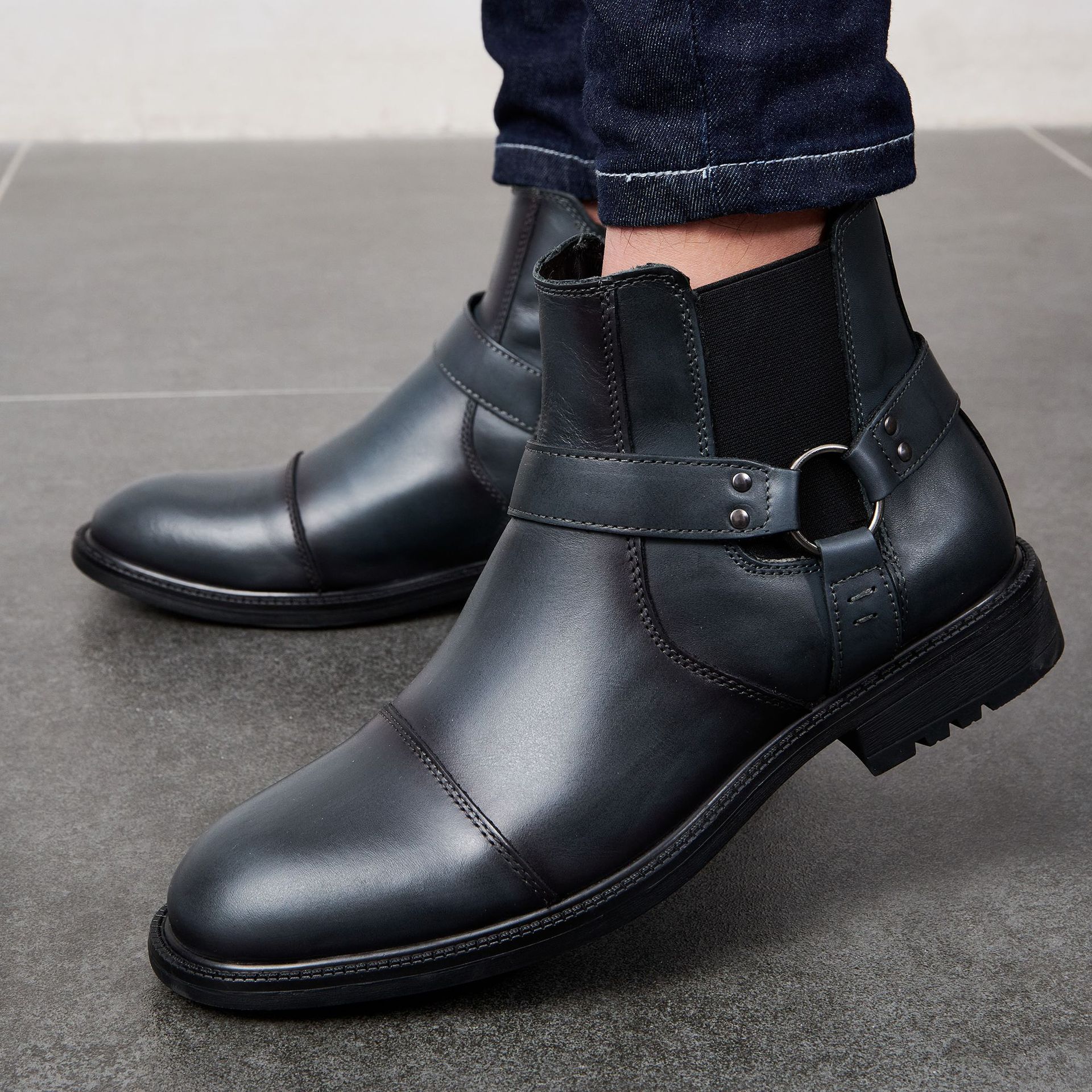 Ark Bird New Autumn and Winter High-top Men's Shoes Cross-border Large Size Martins Men's Boots Workwear Short Boots Cross-border Men's Leather Boots