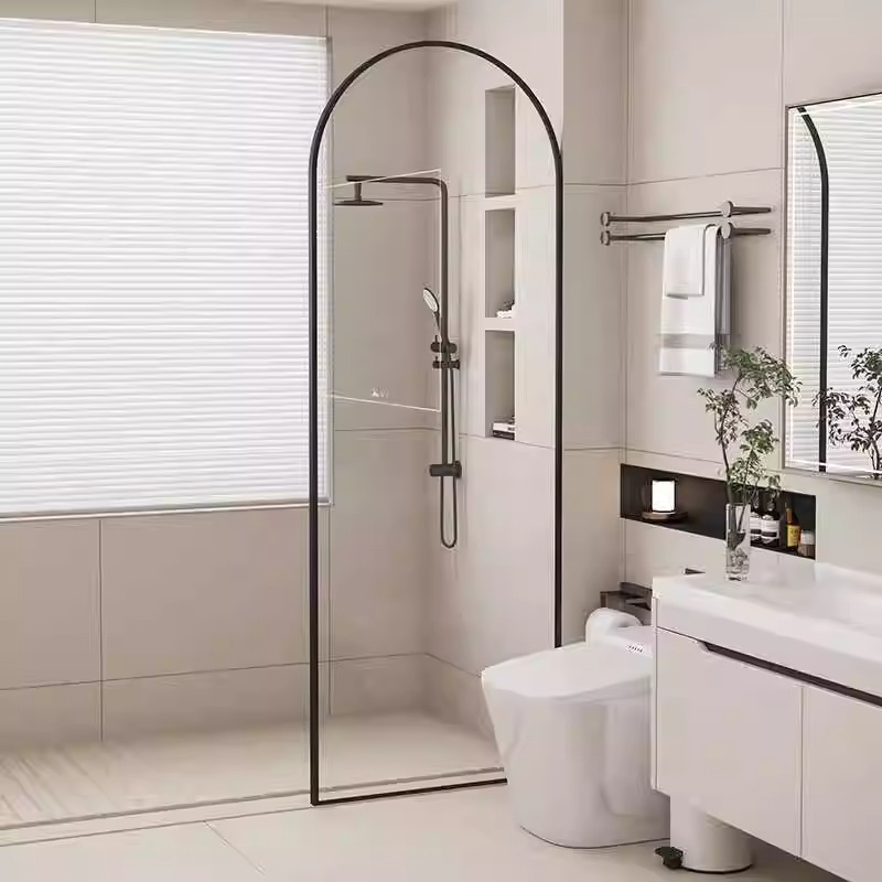 Стеклянная перегородка для душа из закаленного стекла, для разделения сухой и влажной зон, арочная водонепроницаемая перегородка для ванной
